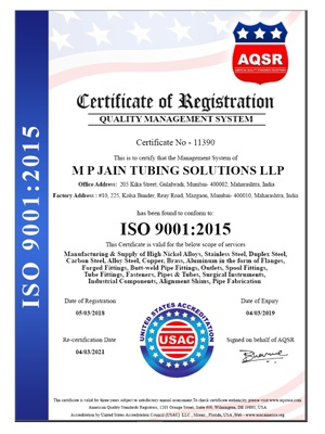 ISO 9001 : 2015 Certificate