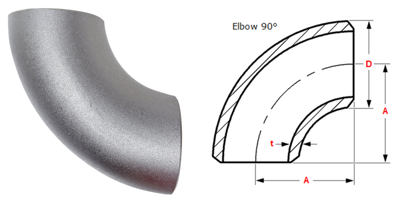 Butt weld 90 degree Long Radius Elbow Dimensions