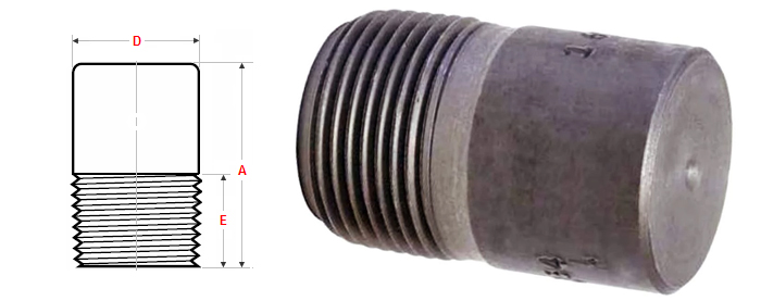Forged Round Threaded Bull Plug Dimensions Diagram