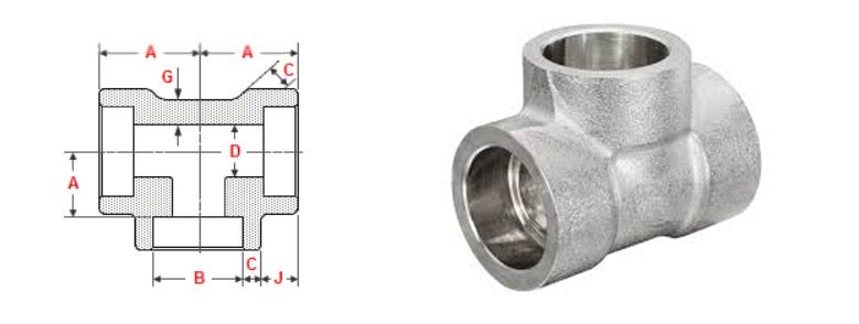 Forged Socket Weld Tee Dimensions