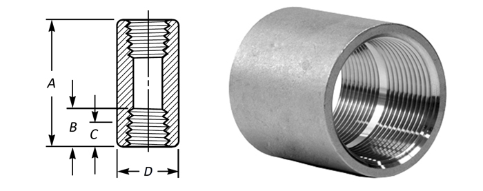 Forged Threaded Full Coupling Dimensions Diagram
